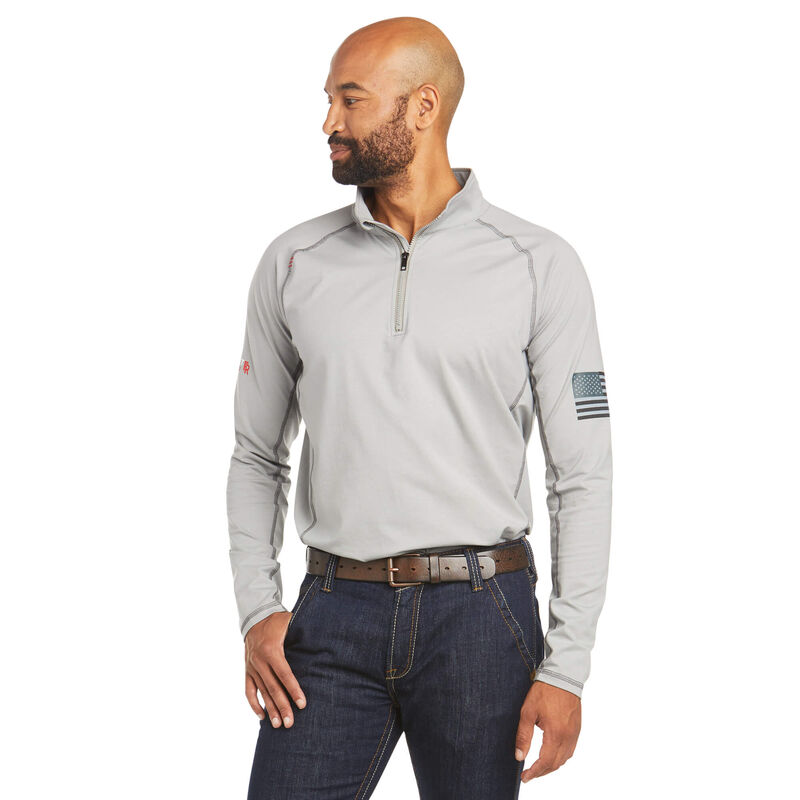 Ariat Hemden Herren - Fr Combat Stretch Patriot 1/4 Zip Work Grau ( SCBLX-8317 )